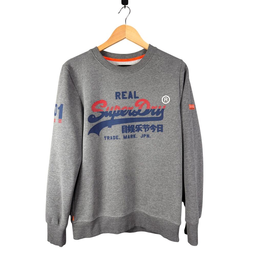 Superdry Gray/Orange Sweatshirt - Men's Medium - Excellent